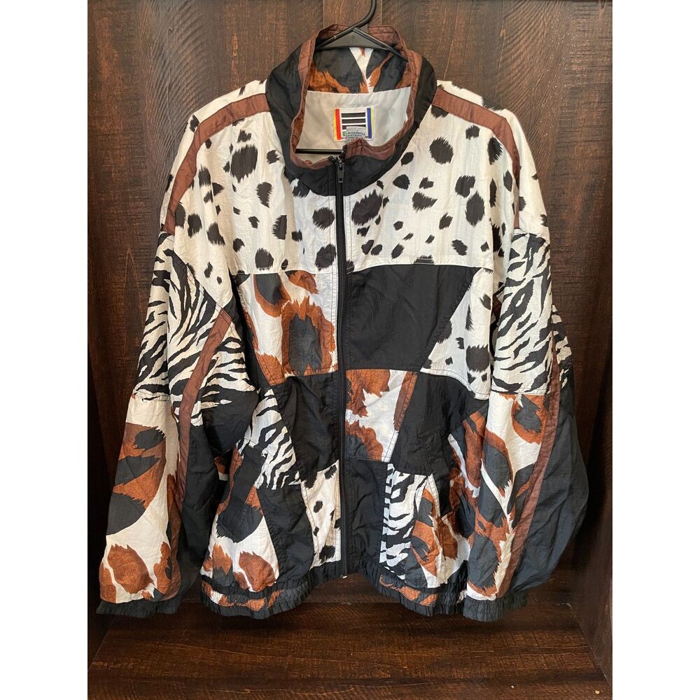 Vintage Colorblock Windbreaker oversize animanl Print | Retro Streetwear unisex